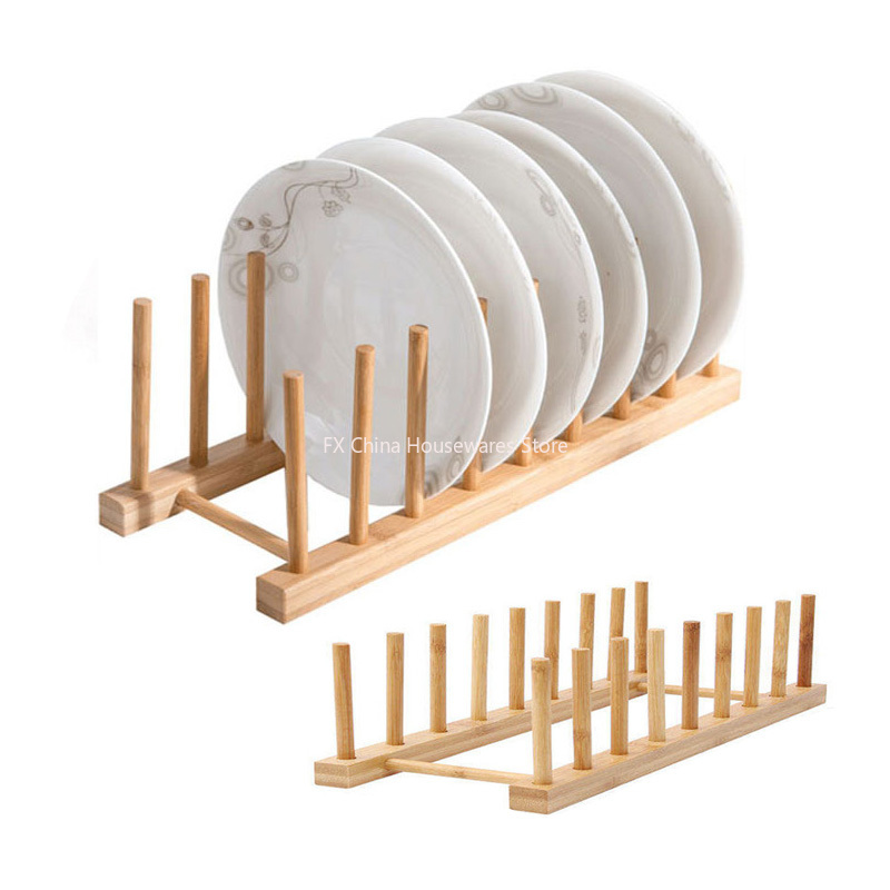 Meal Prep Organizer - Plate Storage Rack Multifunctional Wooden Dish