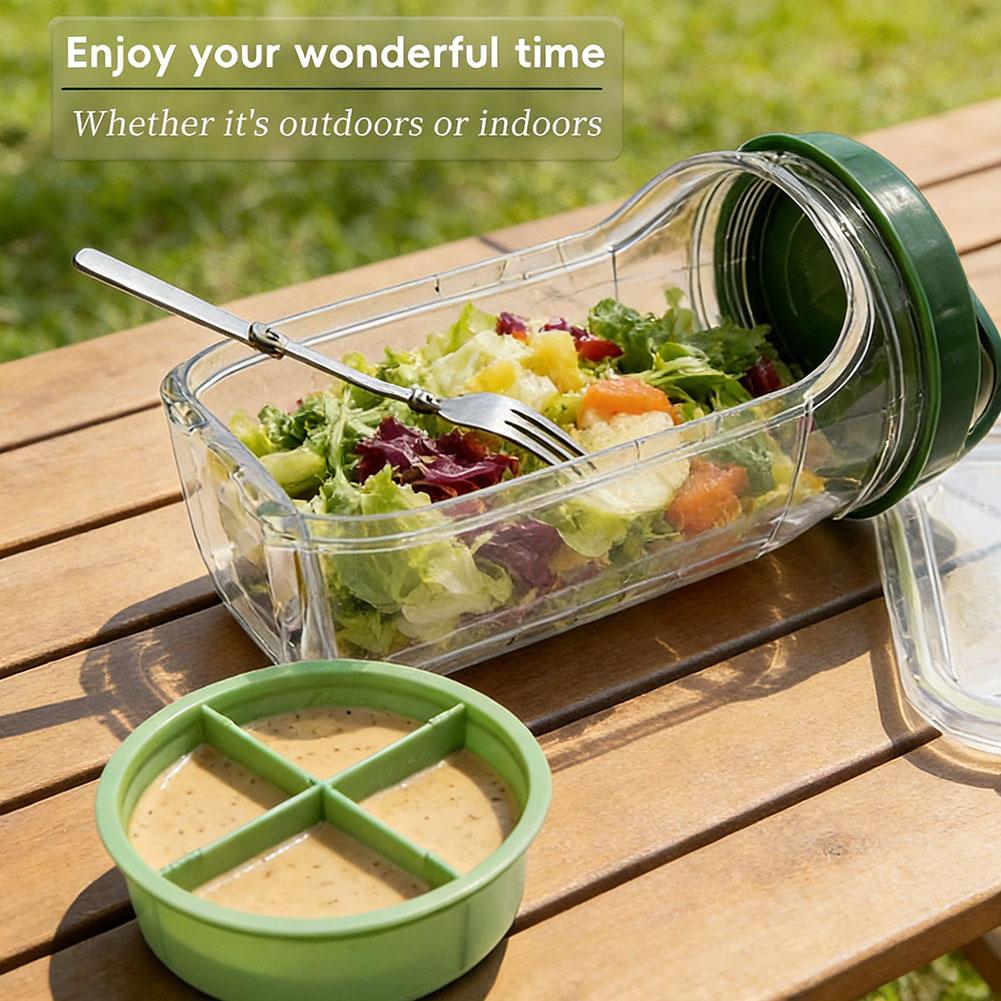 Salad Container Jar - Leakproof Plastic Salad Box with Side-Opening