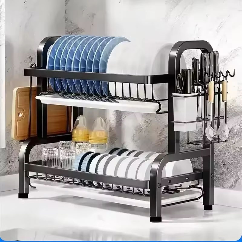 Meal Prep Organizer - 2 Tier Stainless Steel Dish Drainer