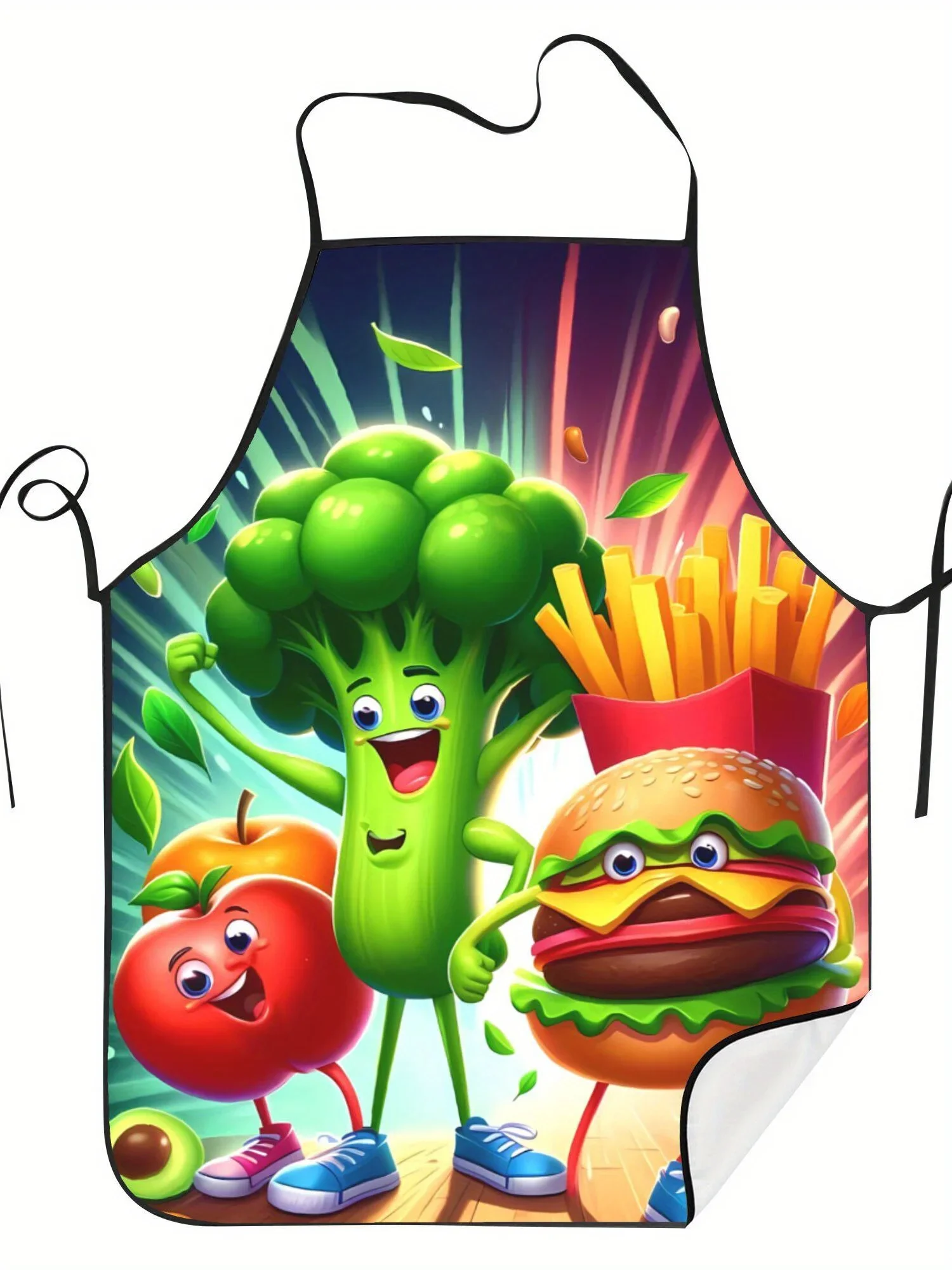 Meal Prep Format - Retro Cartoon Vegetable Print Apron Fun