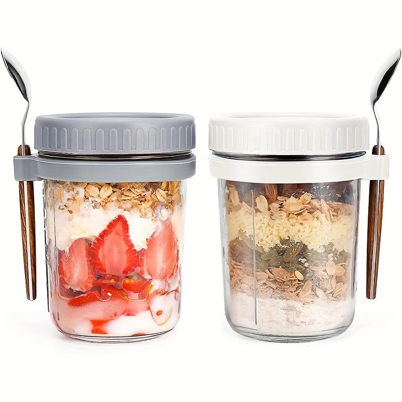 1pc/2pcs Glass Oatmeal Cup, Ov - Salad Container Jar 评论和价格