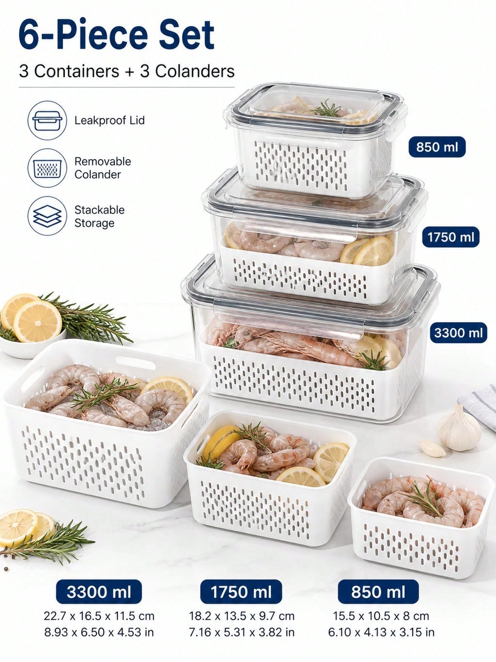 Mixed-Size Produce Saver Conta - Salad Container Jar 评论和价格