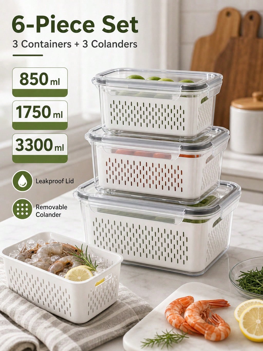 Mixed-Size Produce Saver Conta - Salad Container Jar 评论和价格