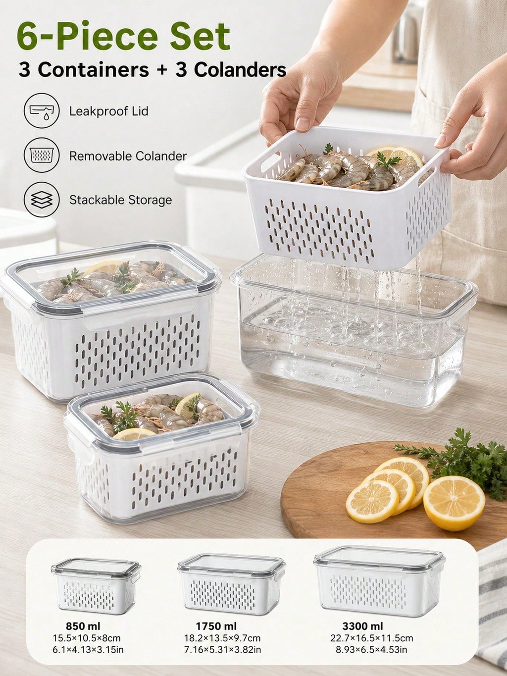Mixed-Size Produce Saver Conta - Salad Container Jar 评论和价格