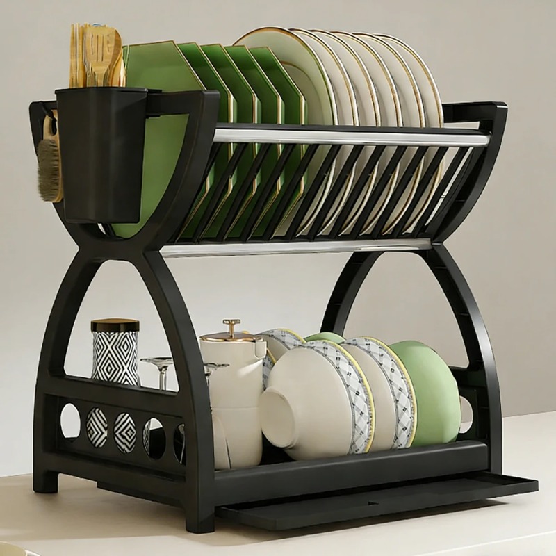 2 Tier Dish Drying Rack Kitche - Meal Prep Organizer 评论和价格
