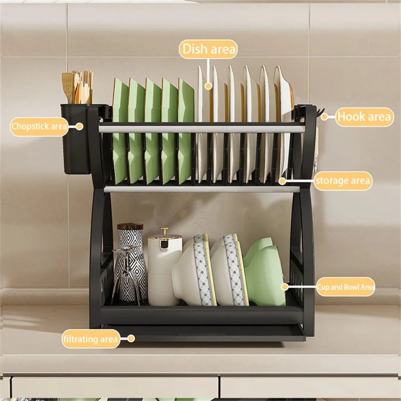2 Tier Dish Drying Rack Kitche - Meal Prep Organizer 评论和价格